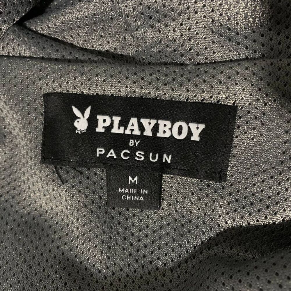 Playboy by PacSun Nylon Anorak Pullover Windbreaker Jacket Gray Hood M - Picture 4 of 9